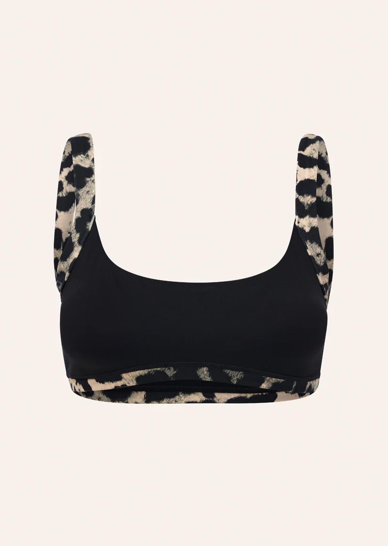 Vivid Sports Bra In Black & Leopard