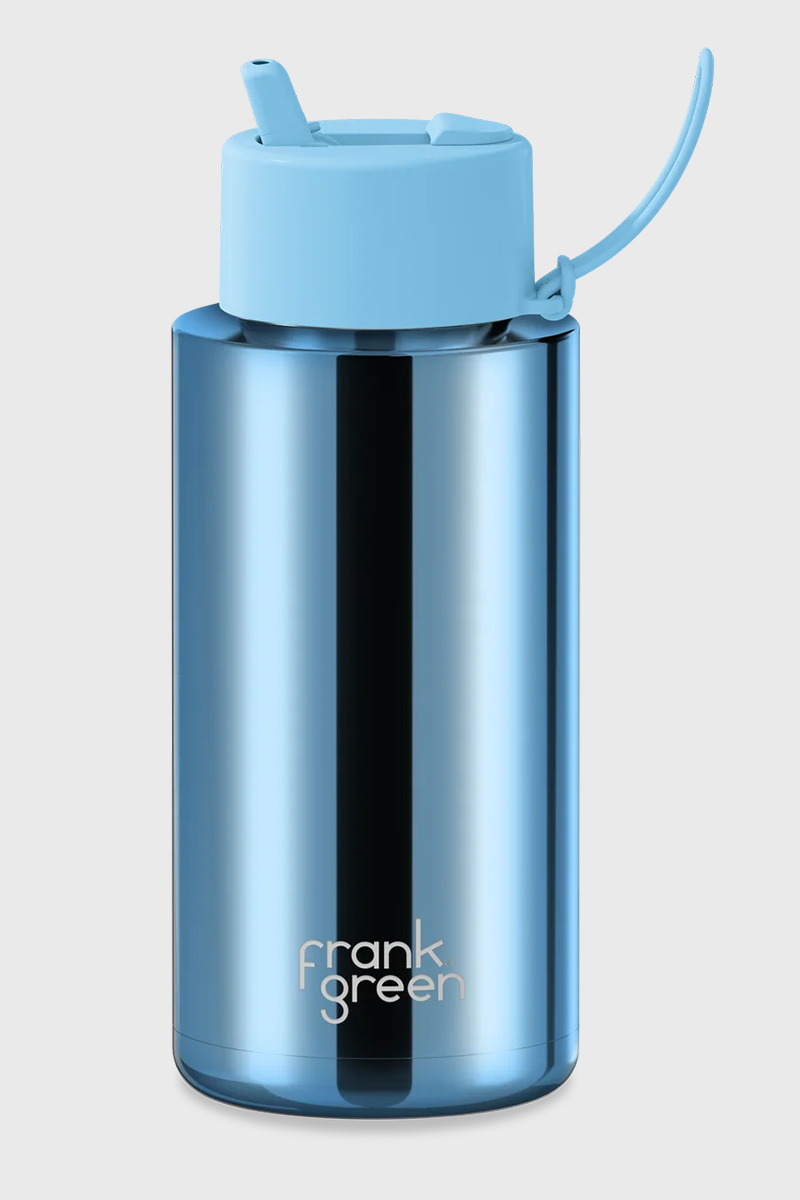 1L Ceramic Reusable Bottle with Flip Straw Lid