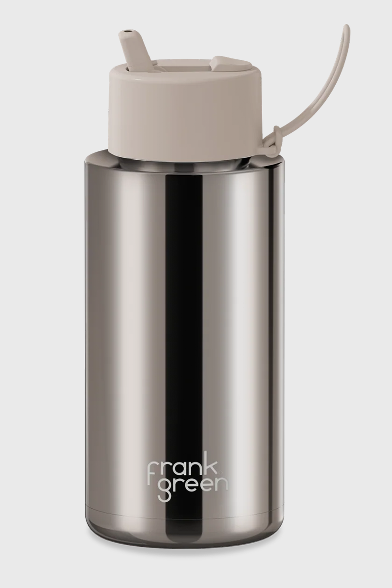 1L Ceramic Reusable Bottle with Flip Straw Lid