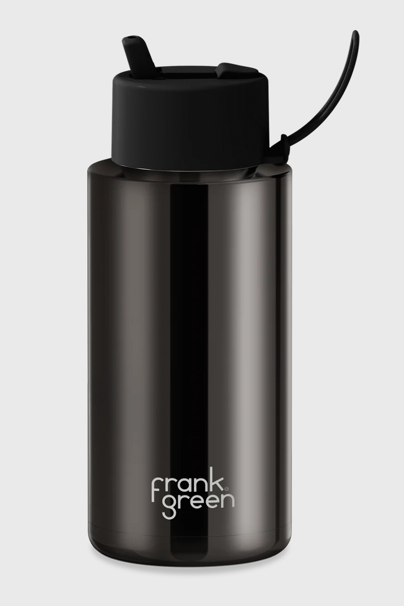 1L Ceramic Reusable Bottle with Flip Straw Lid