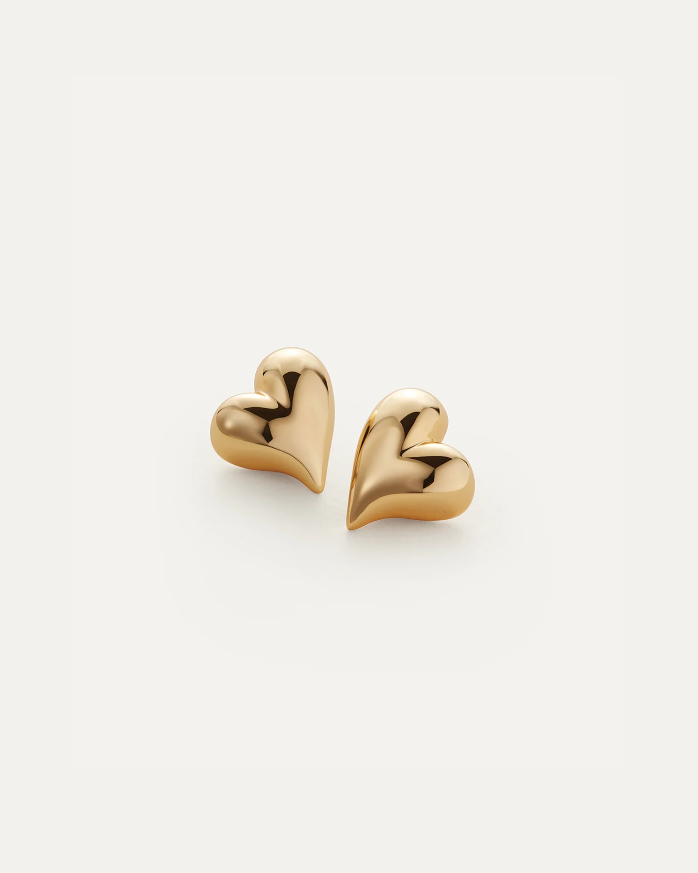 Art Heart Button Earrings in Gold