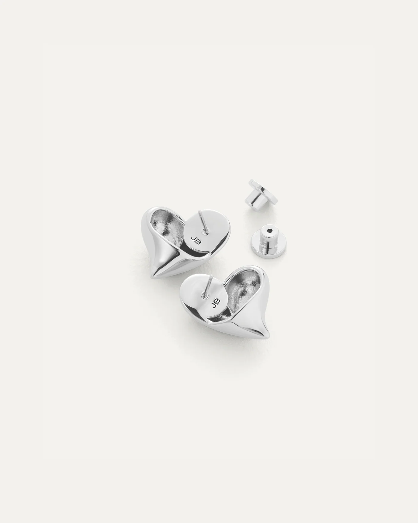 Art Heart Button Earrings in Silver