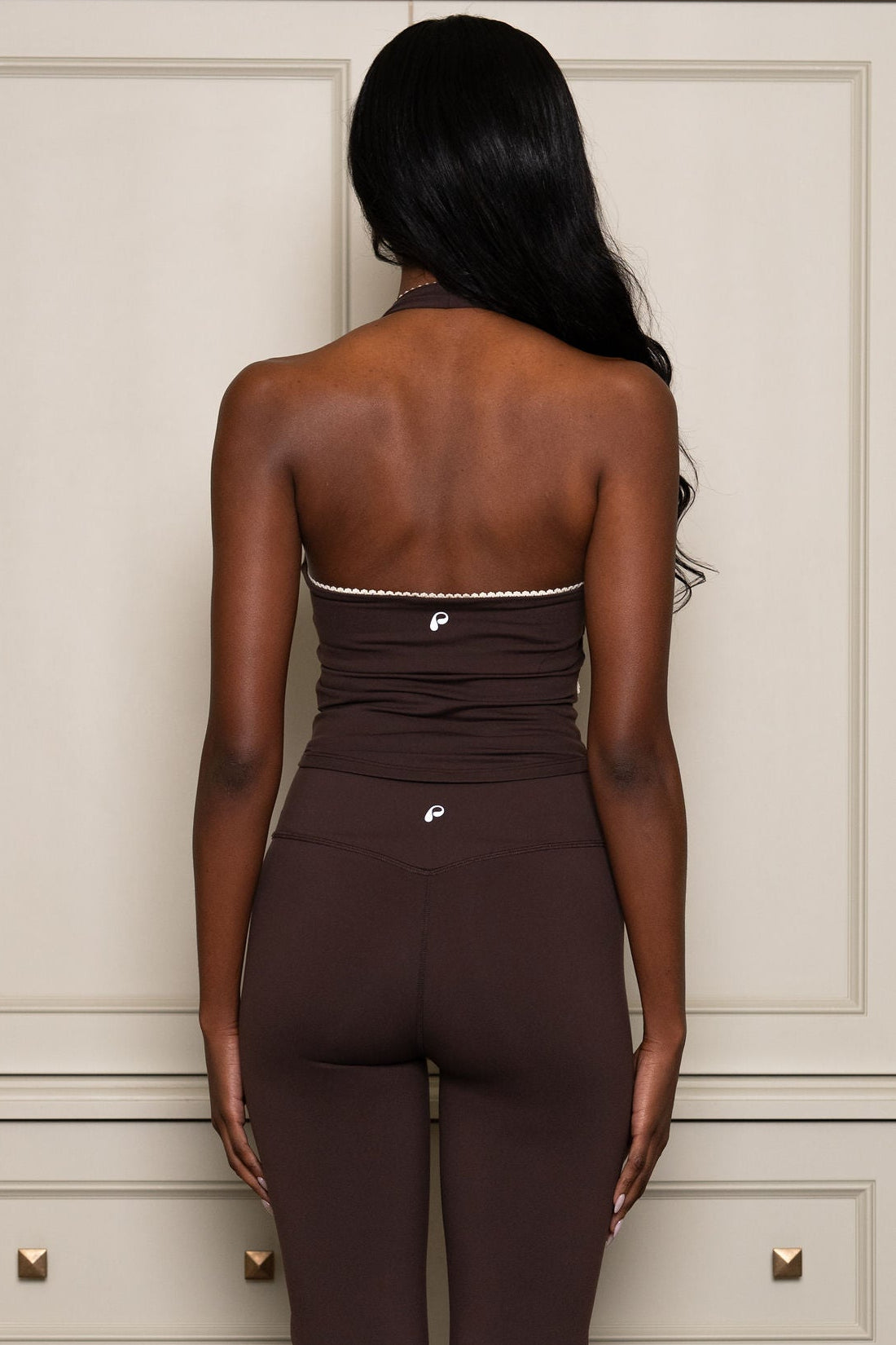 Lace Halter Tank in Cacao