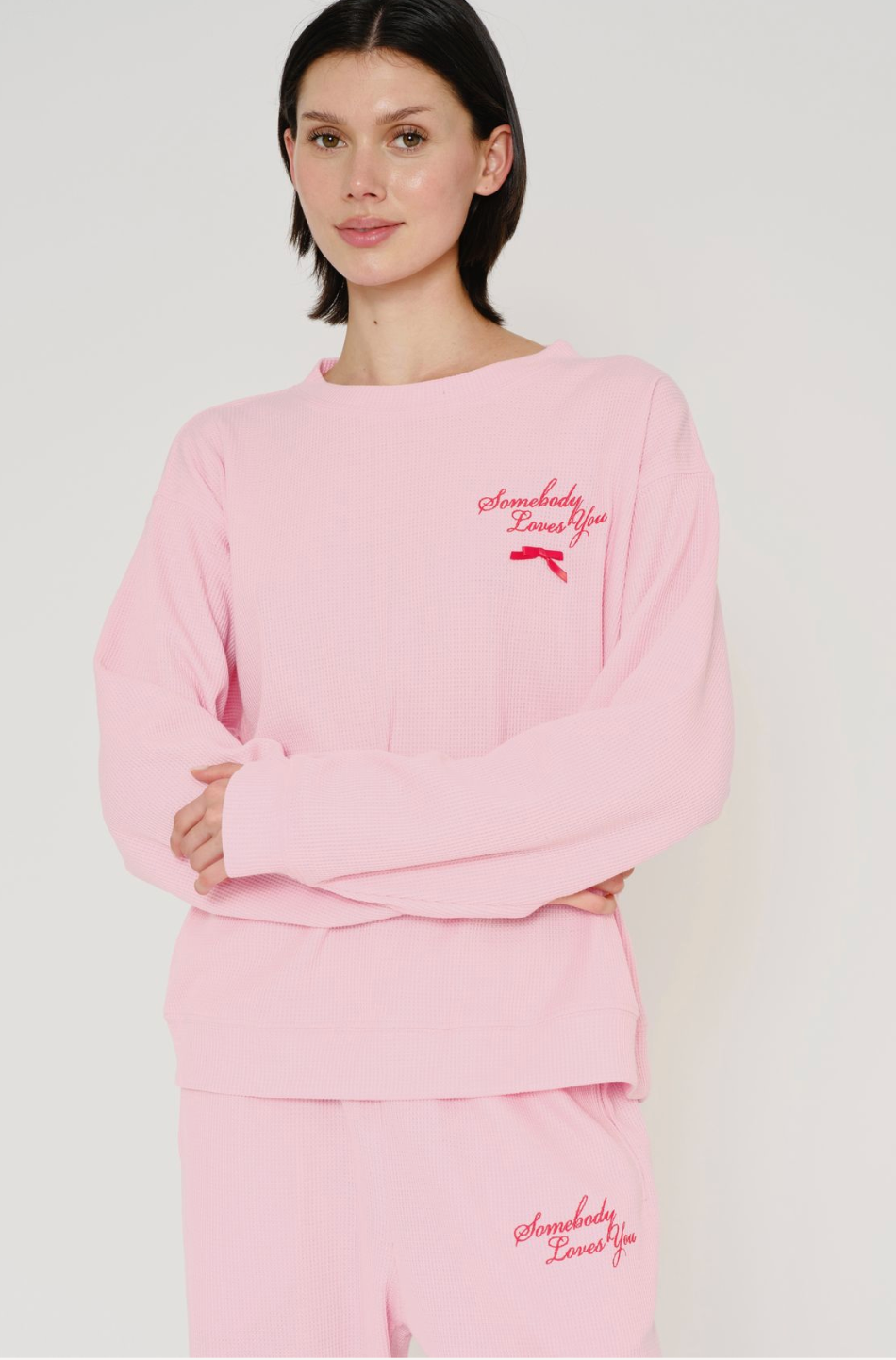 Somebody Love You Waffle Crewneck