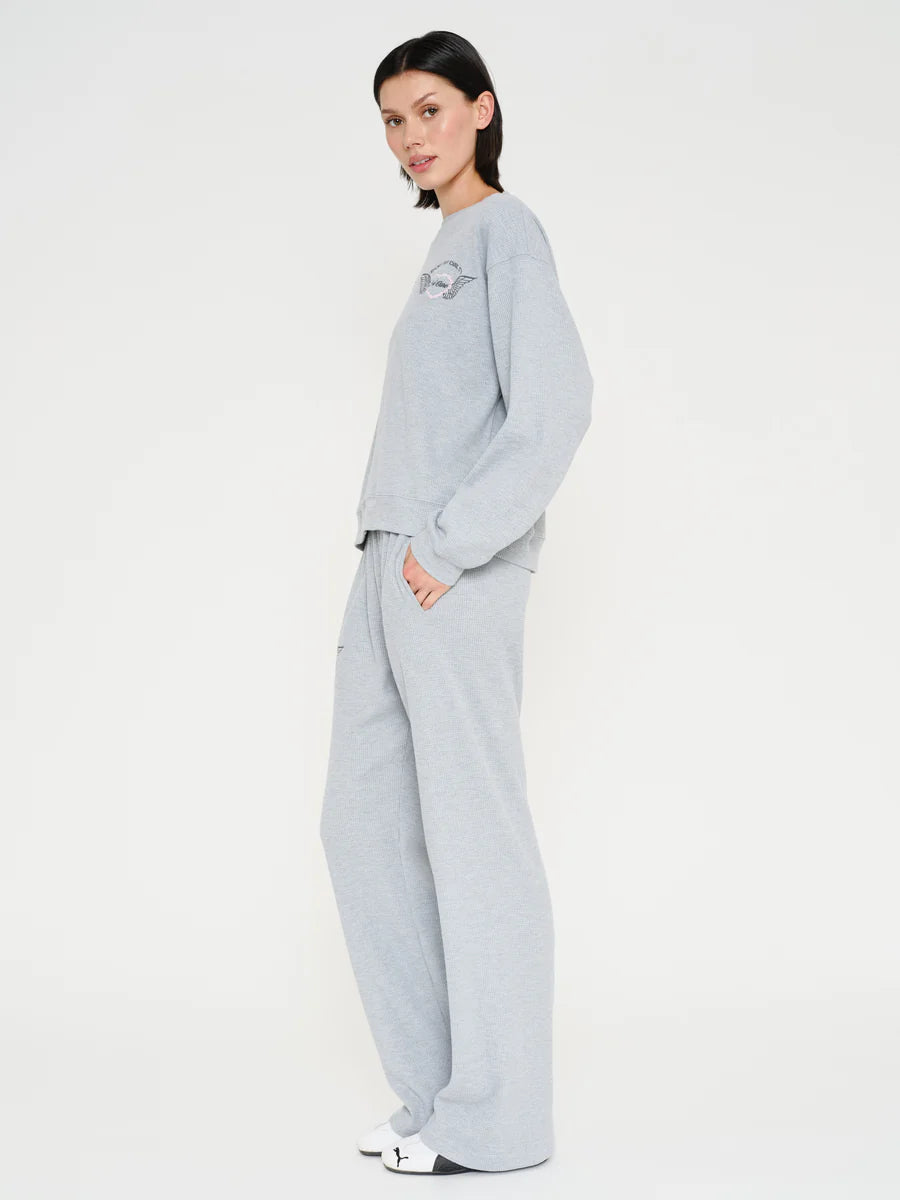 Soul Grey Relaxed Waffle Wide-Leg Sweatpants