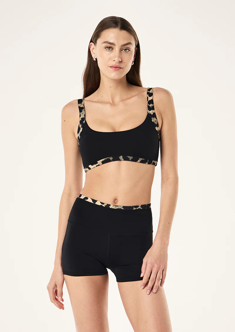 Vivid Sports Bra In Black & Leopard