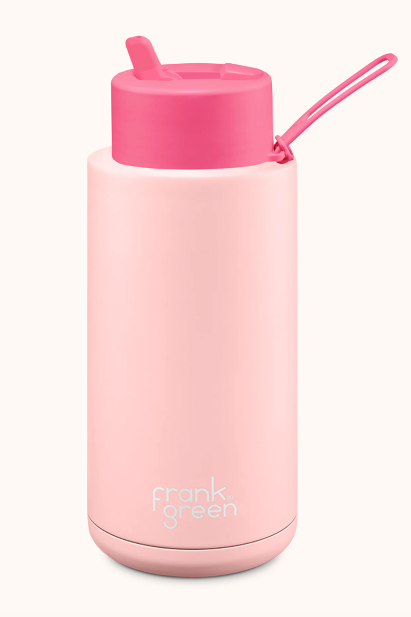 NEW Frank Green Ceramic Reusable Bottle w/Straw Lid Blushed 1L