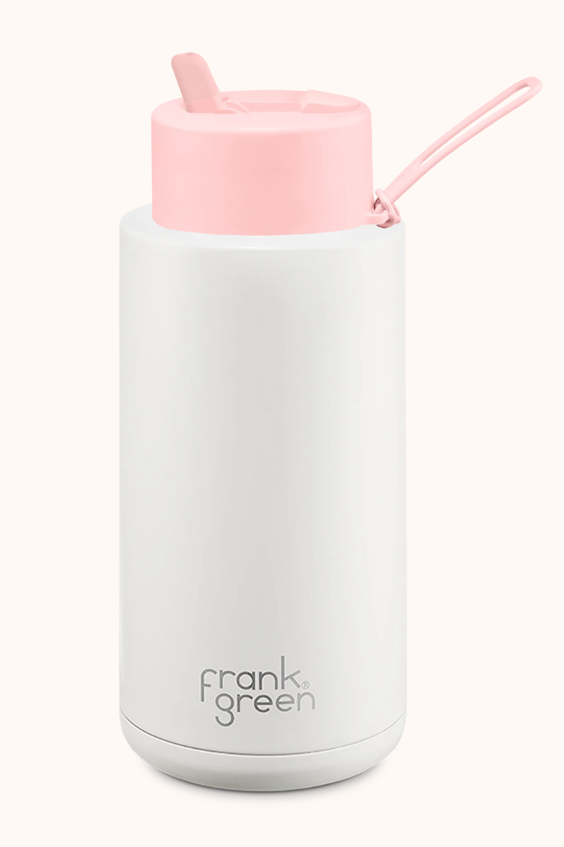 NEW Frank Green Ceramic Reusable Bottle w/Straw Lid Blushed 1L