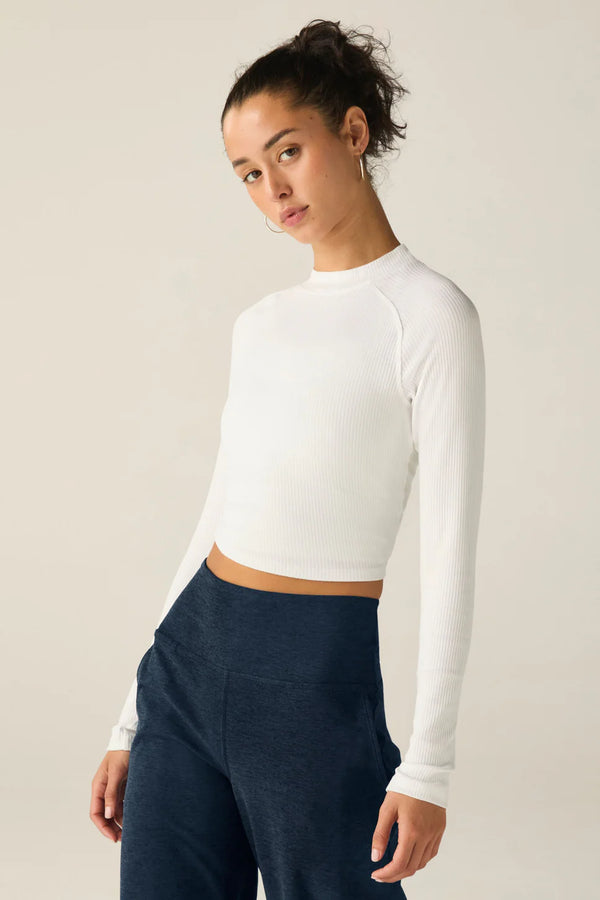 Contours Mock Neck Cropped Top