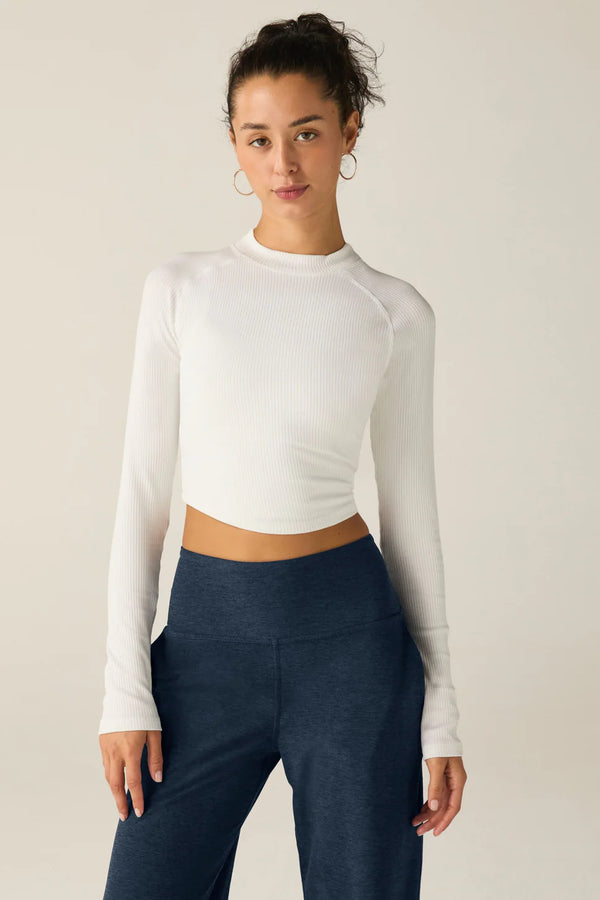 Contours Mock Neck Cropped Top