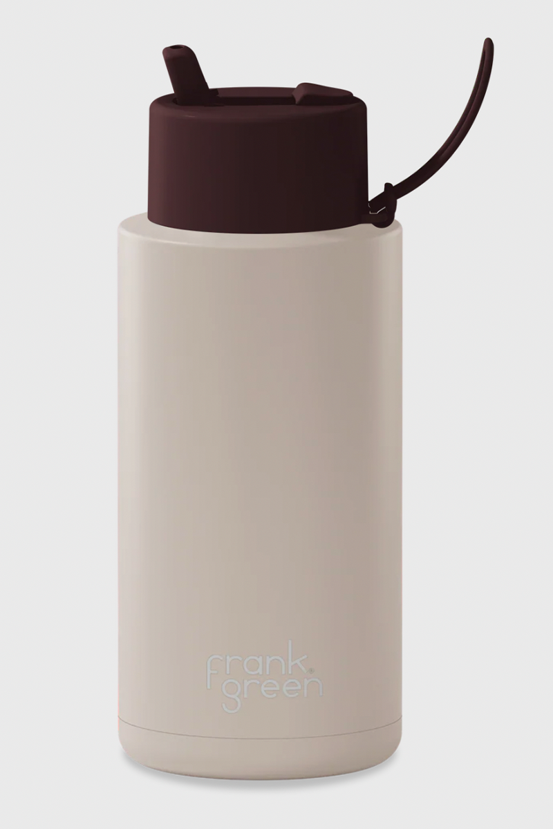 1L Ceramic Reusable Bottle with Flip Straw Lid