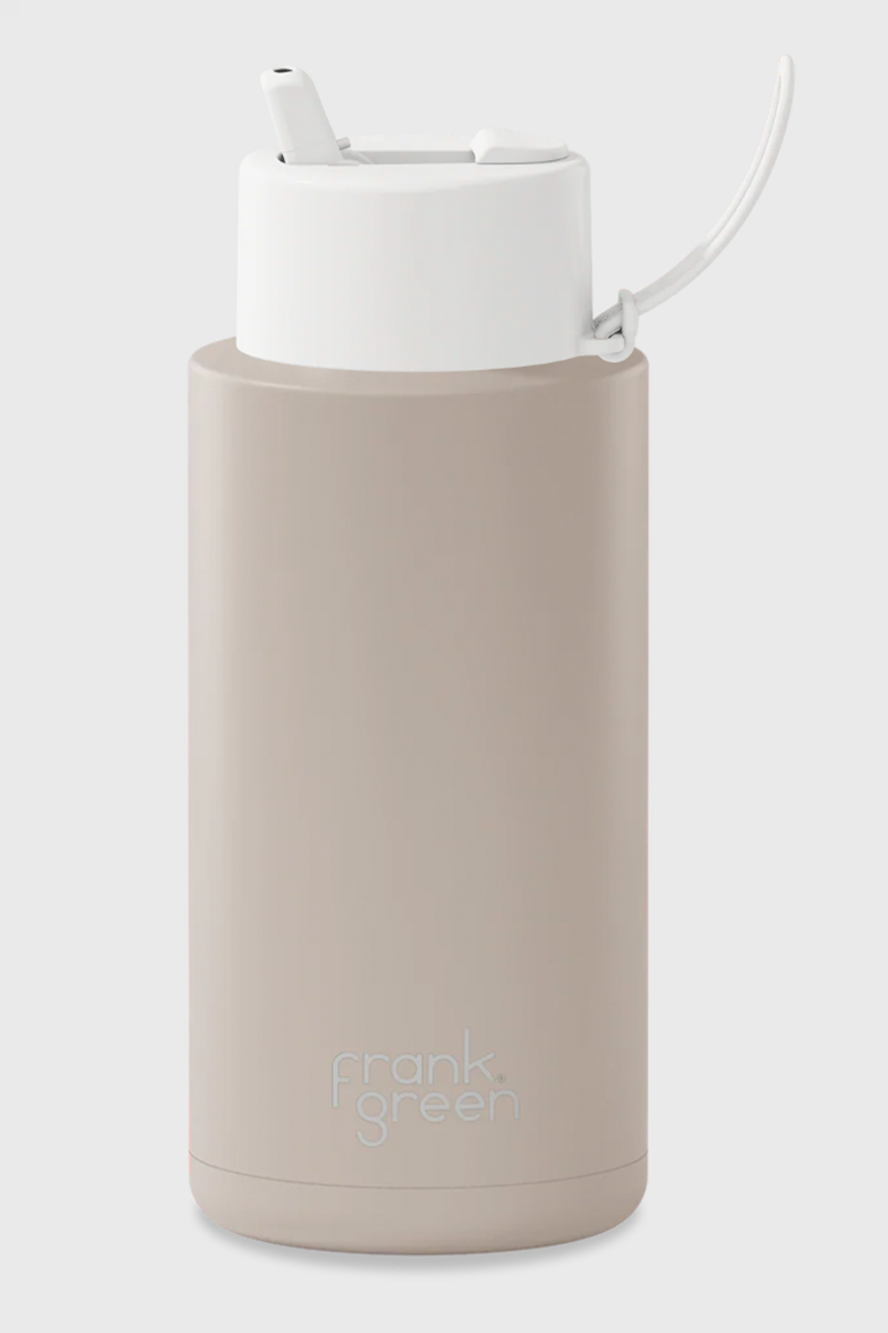 1L Ceramic Reusable Bottle with Flip Straw Lid