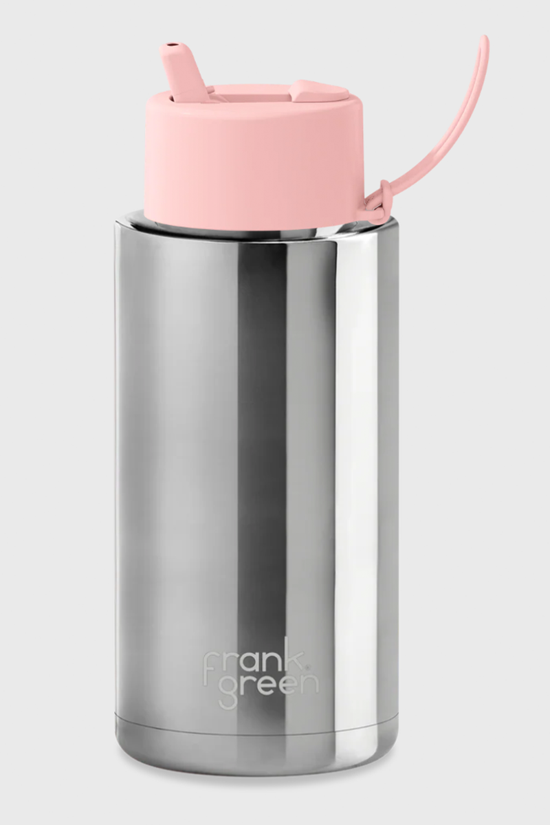 1L Ceramic Reusable Bottle with Flip Straw Lid