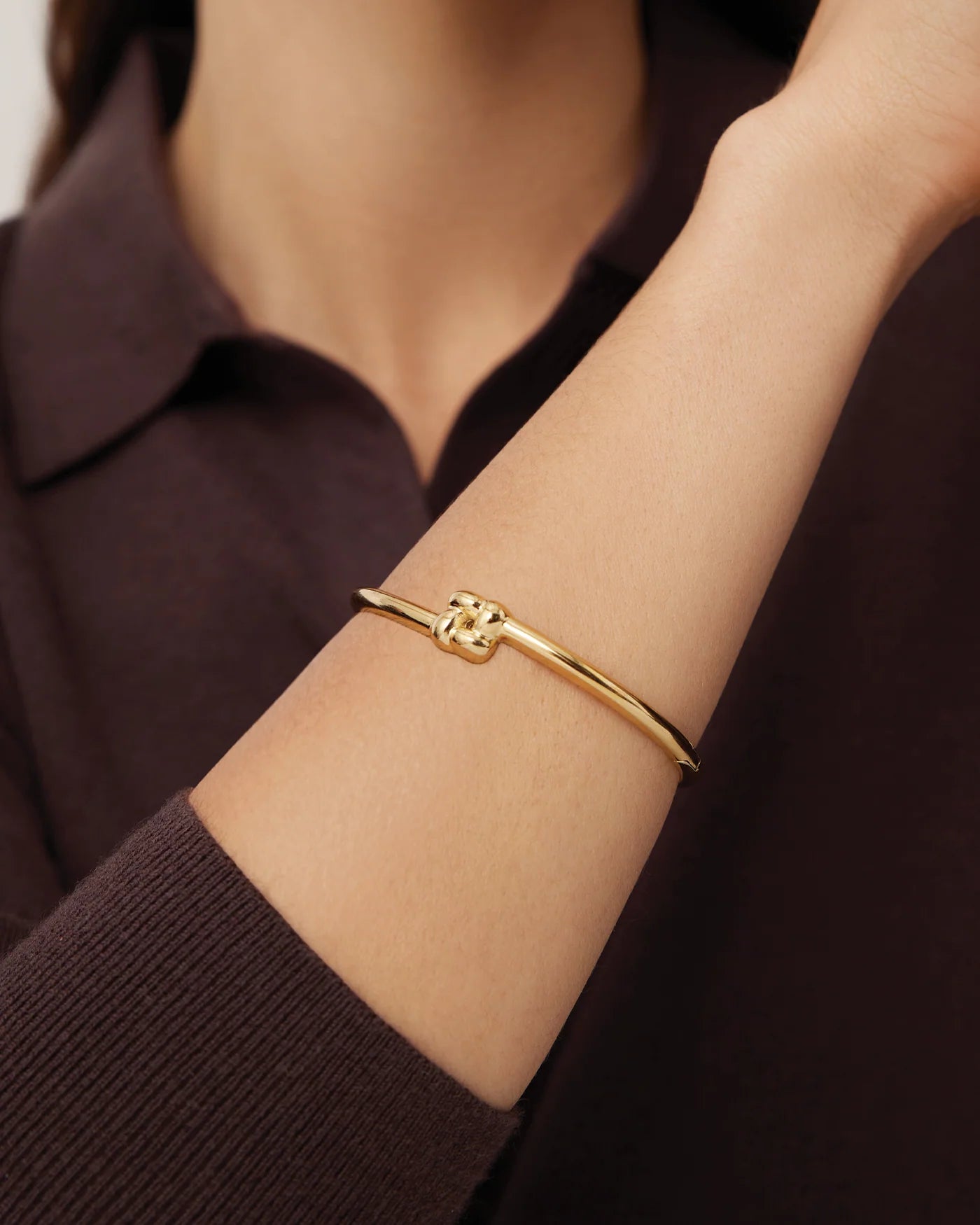 Slim Woven Square Bangle in Gold