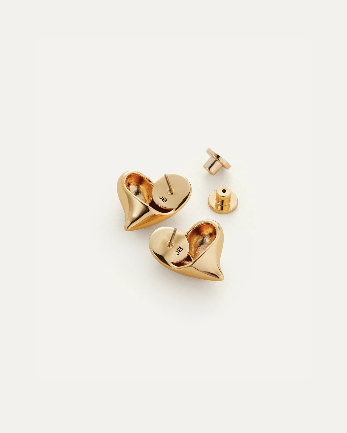 Art Heart Button Earrings in Gold