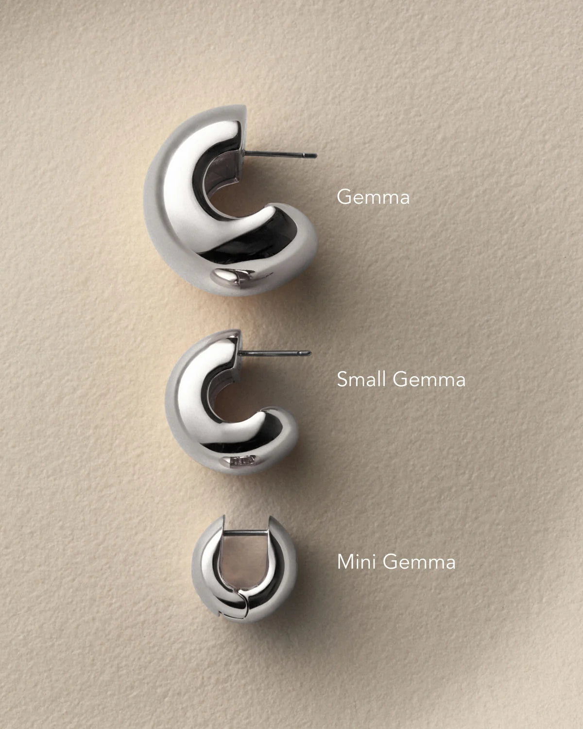 Mini Gemma Hoop Earrings in Silver