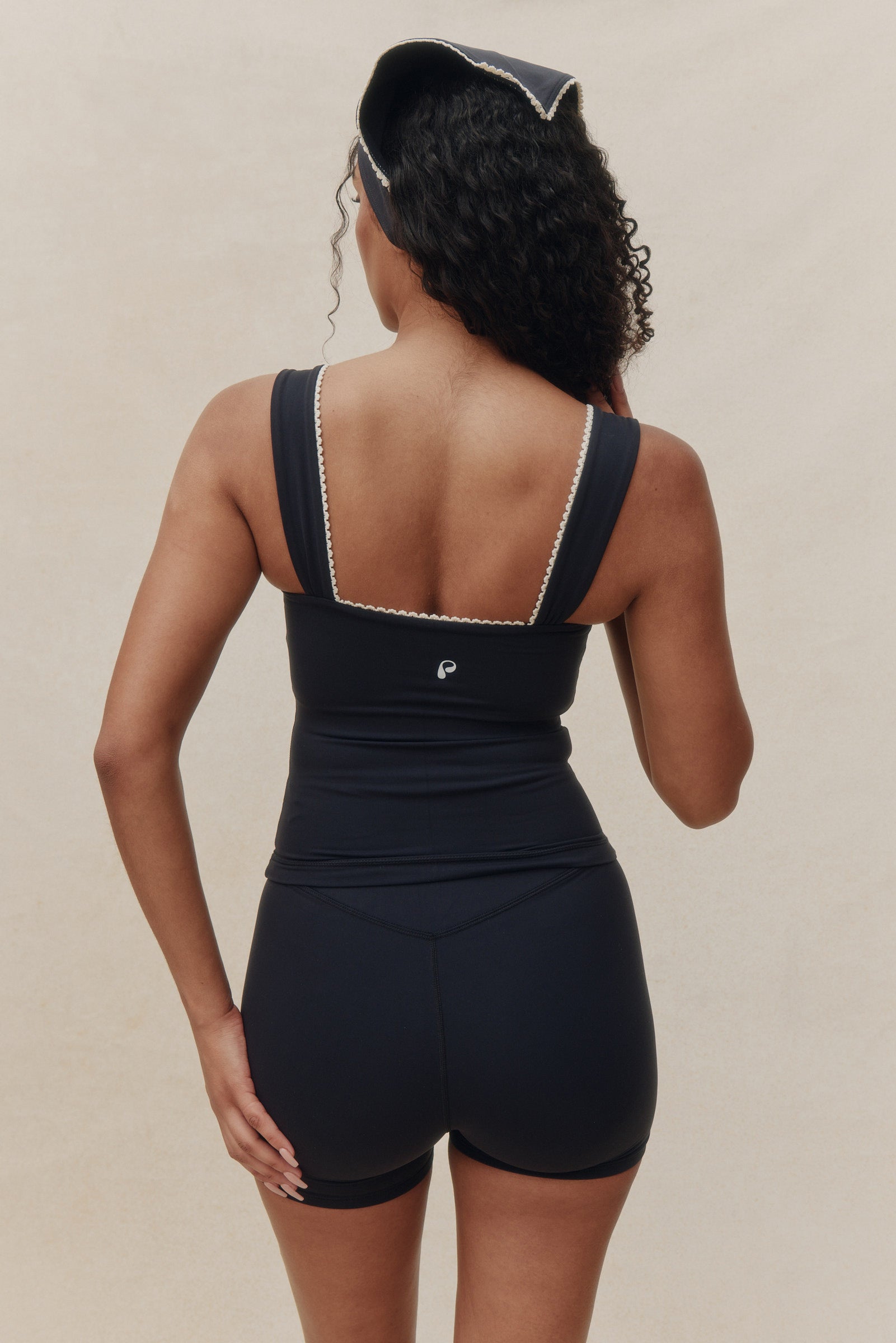 Lace Line Tank in Caviar