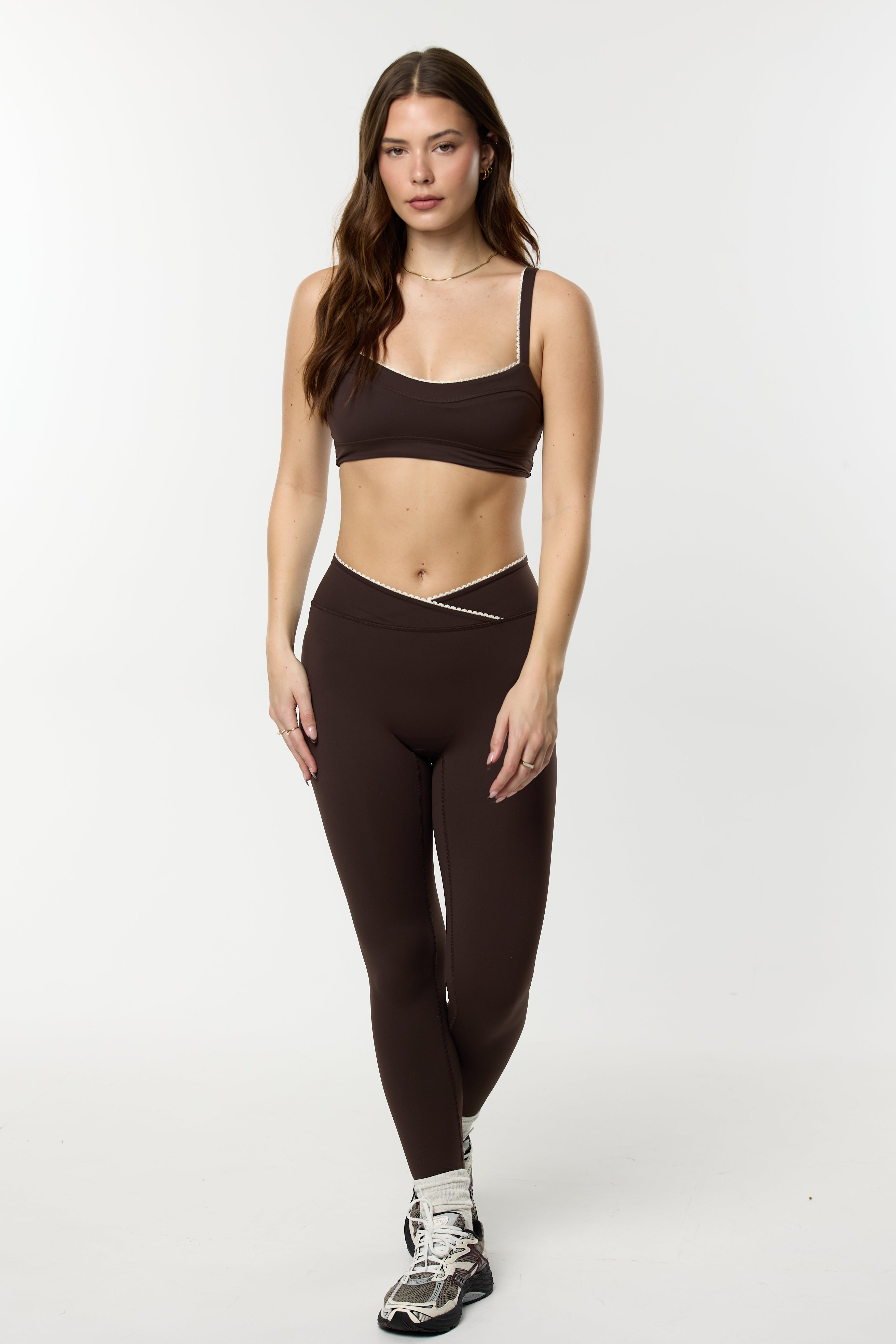 Lace Waist Legging in Cacao