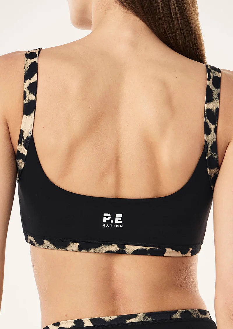 Vivid Sports Bra In Black & Leopard