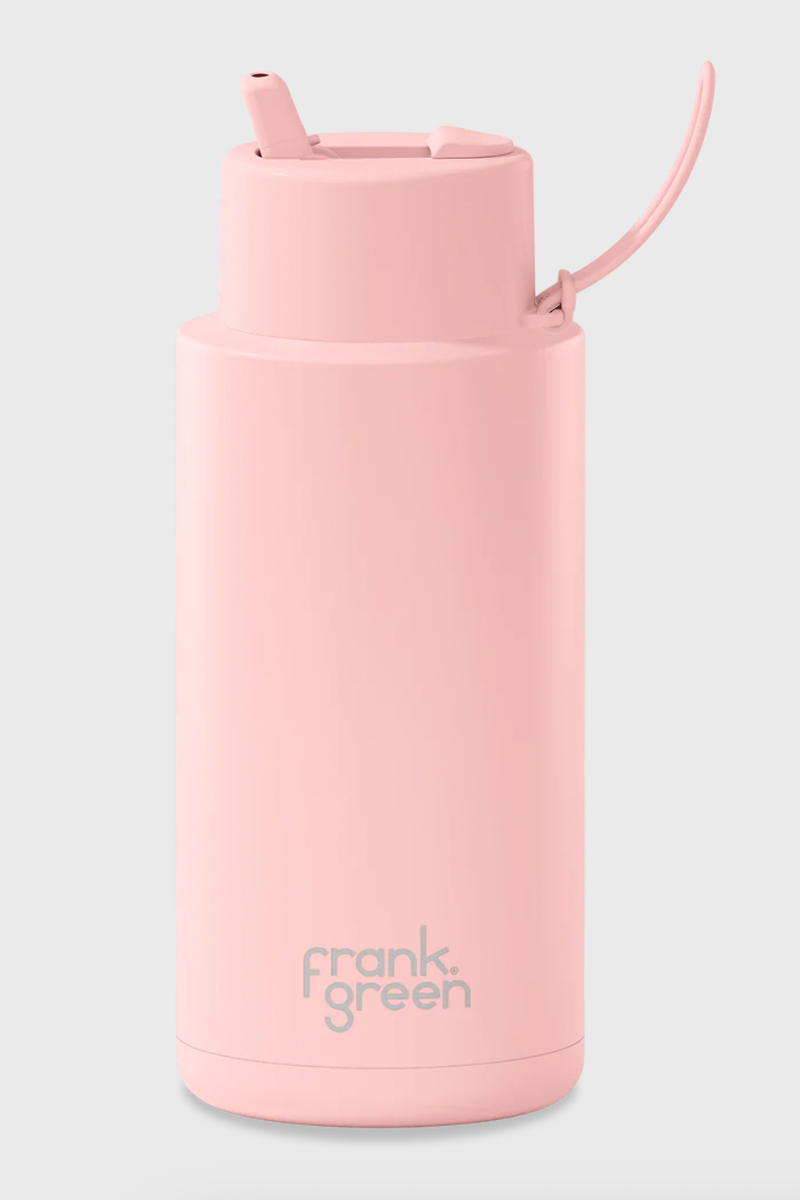 1L Ceramic Reusable Bottle with Flip Straw Lid