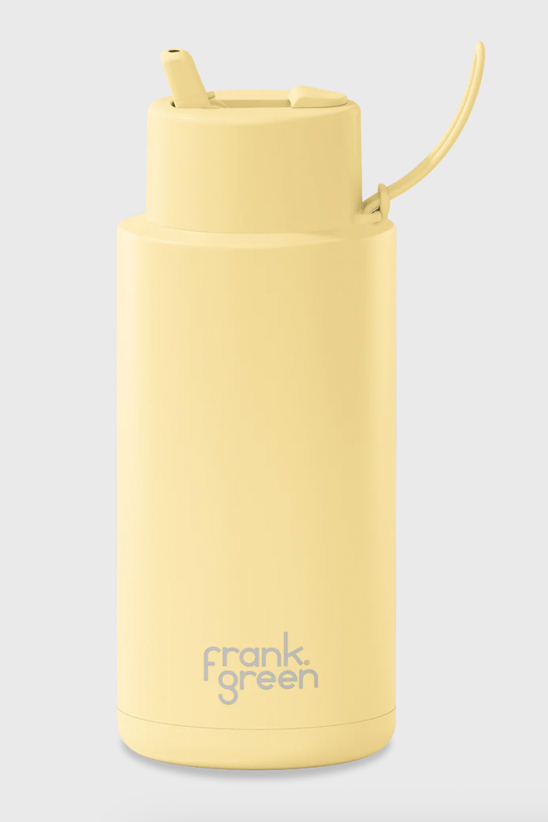 1L Ceramic Reusable Bottle with Flip Straw Lid