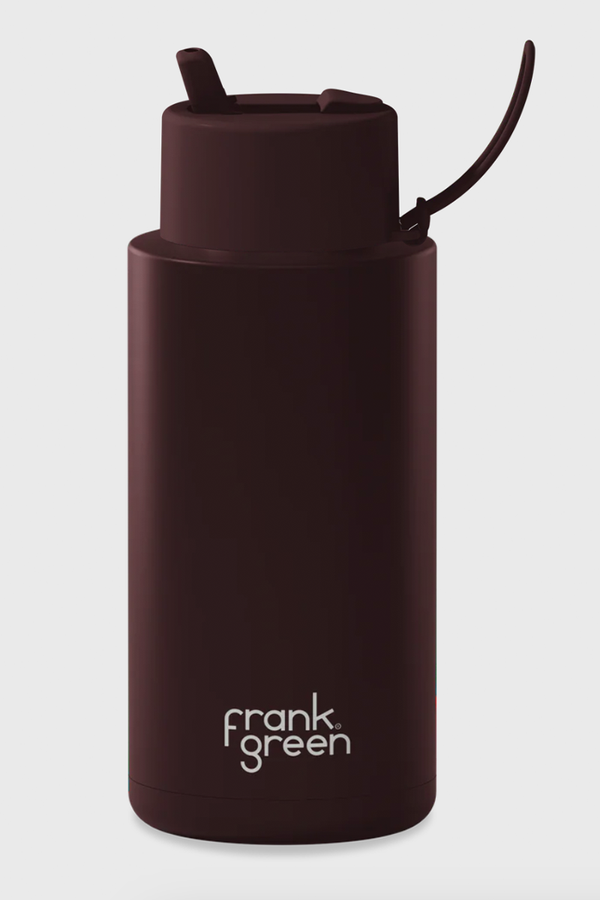 1L Ceramic Reusable Bottle with Flip Straw Lid