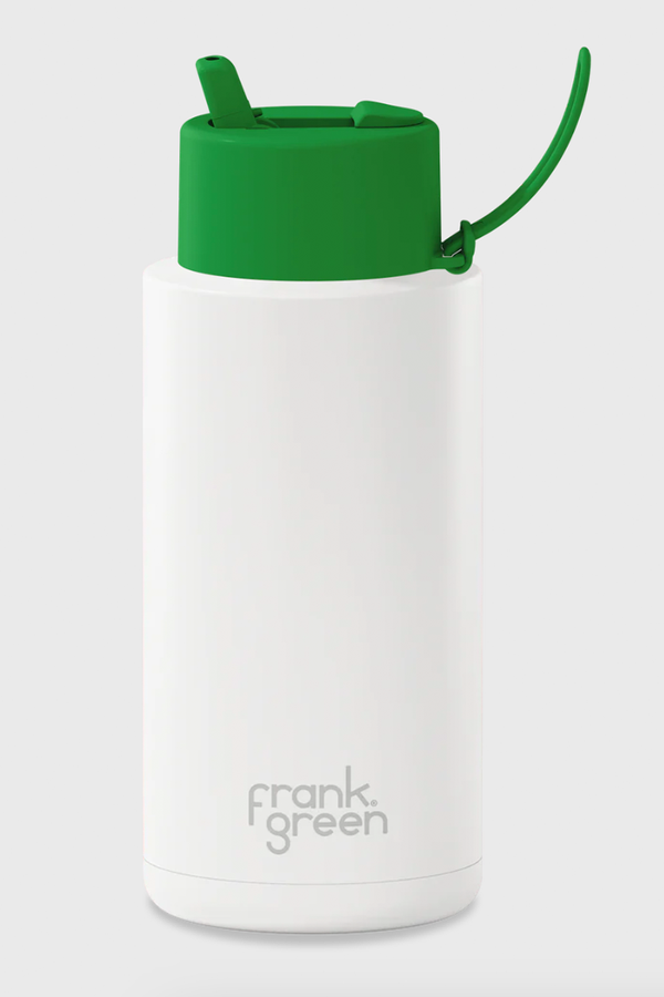 1L Ceramic Reusable Bottle with Flip Straw Lid