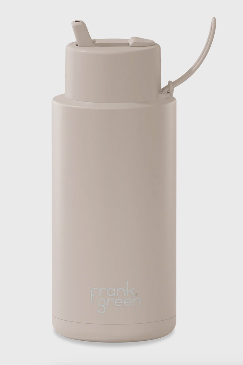 1L Ceramic Reusable Bottle with Flip Straw Lid