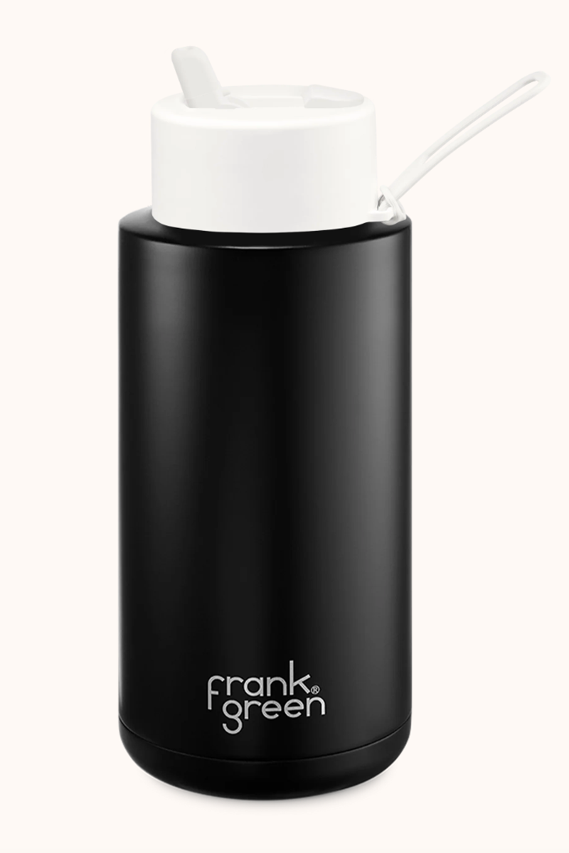1L Ceramic Reusable Bottle with Flip Straw Lid