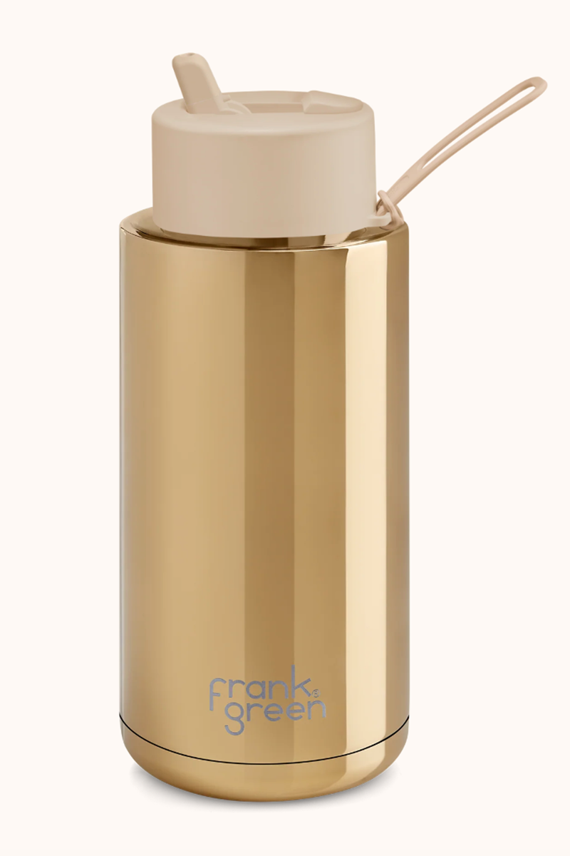 1L Ceramic Reusable Bottle with Flip Straw Lid