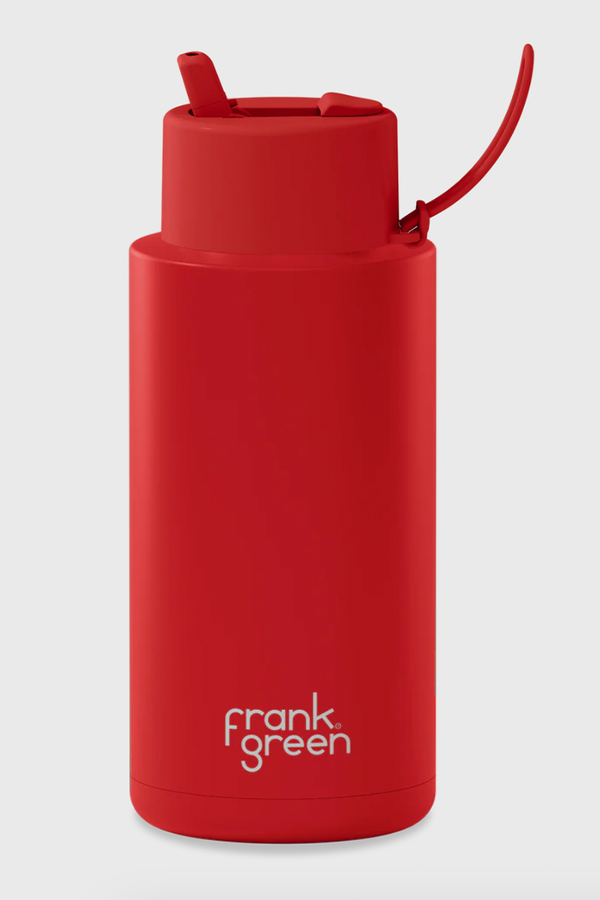 1L Ceramic Reusable Bottle with Flip Straw Lid