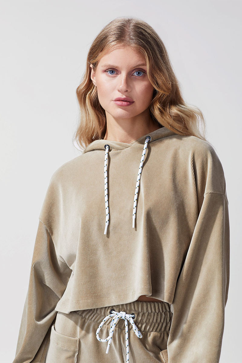 Hygge Ribbed Crop Hoodie