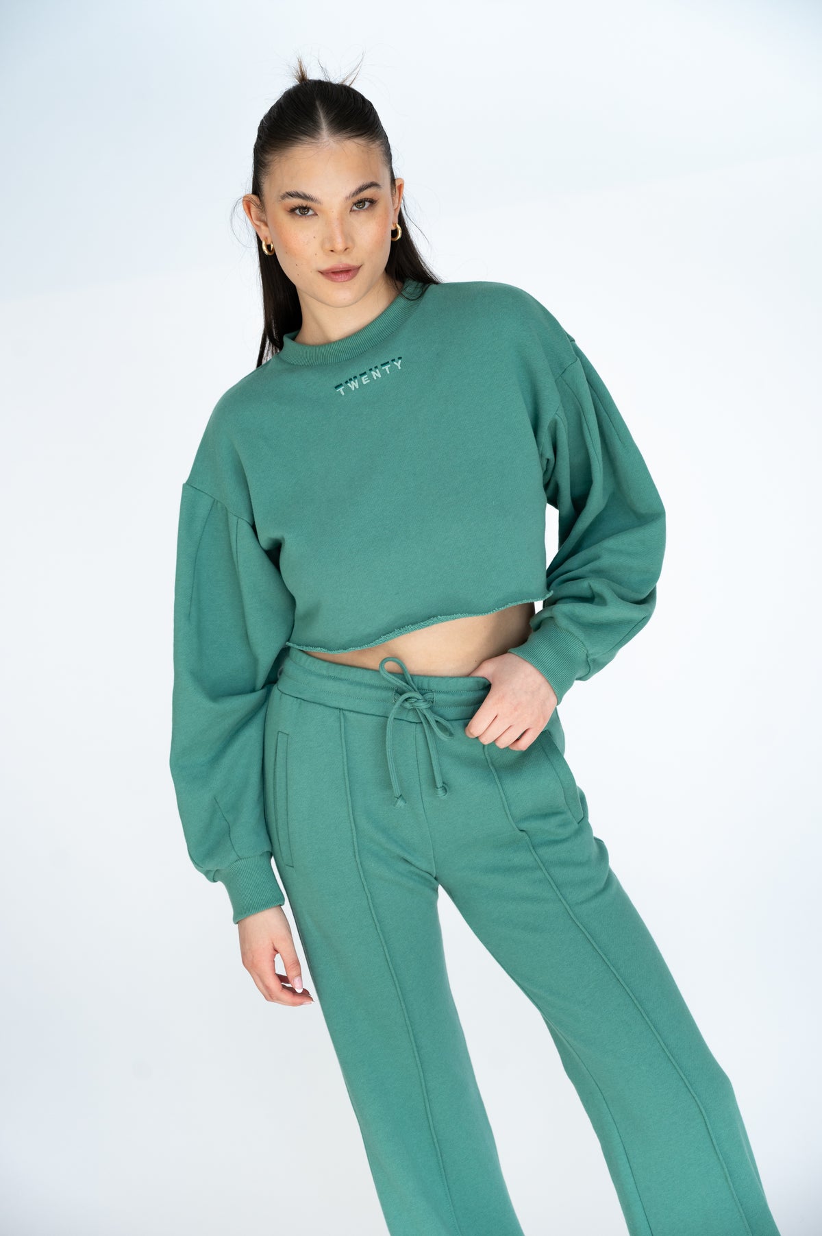 Sunnyside Balloon Sleeve Crop Crewneck